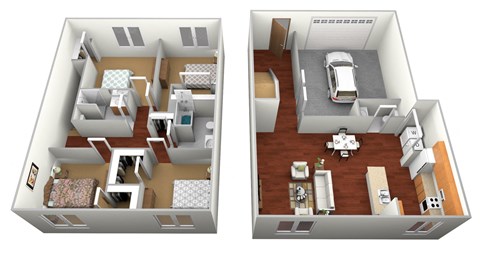 Floor plan for 4 beds, 2.5 baths, 1721 sqft